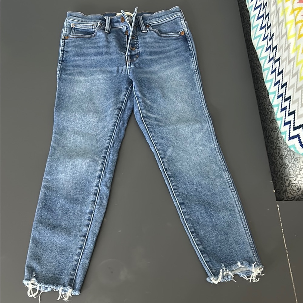 Blue Frayed Hem Women's Jeans